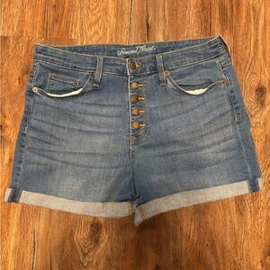 Universal Thread Light Blue Denim Button-Fly Cuffed Shorts